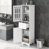 ZUN Tall Bathroom Cabinet, Freestanding Storage Cabinet with Drawer and Doors, MDF Board, Acrylic Door, WF289427AAK