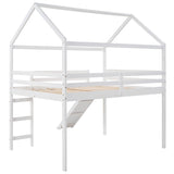 ZUN Full Size Loft Bed with Slide, House Bed with Slide,White WF286246AAK