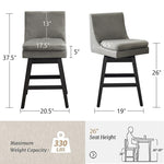 ZUN 26" Upholstered Swivel Bar Stools Set of 2, Modern Linen Fabric High Back Counter Stools with W1893123703