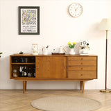 ZUN Oak Two Door Four Drawer Cabinet for Restaurant and Kitchen Storage.Sideboard Buffet Cabinet W158182382