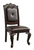 ZUN Beautiful Hand Carved Formal Traditional Dining Side Chair with Faux Leather Upholstered Padded Seat B011P145131