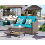 ZUN Patio Conversation Furniture Sets 1piece double sofa and 1piece rectangle coffee table W1828105196