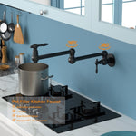 ZUN Pot Filler Faucet - Wall Mount Kitchen Sink Faucet Folding Stretchable with Single Hole Two Handles W124365375