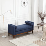 ZUN 53.5"W Elegant Upholstered Bench, Ottoman with Wood Legs & Bolster Pillows for End of Bed, Bedroom, W1852137242