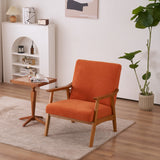 ZUN Solid Wood Armrest Teddy Velvet Simple Single Indoor Lounge Chair Backrest Burnt Orange 87153687
