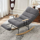 ZUN Modern Teddy Gliding Rocking Chair with High Back, Retractable Footrest, and Adjustable Back Angle W2012137613