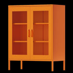 ZUN Metal Storage Cabinet with Mesh Doors, Steel Display Cabinets with Adjustable Shelves for Bathroom 79702172