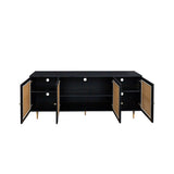 ZUN Rattan Sideboard Buffet Cabinet, Kitchen Storage Cabinet Console Table with Adjustable Shelves for W33164293