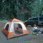 ZUN 240*240*150cm Spring Quick Opening Four-Person Family Tent Camping Tent Brown 40665262