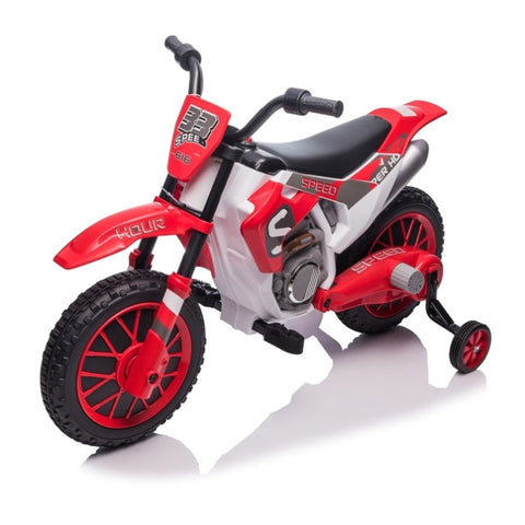 ZUN 12V Kids Ride on Toy Motorcycle, Electric Motor Toy Bike with Training Wheels for Kids 3-6, Red W2181137972