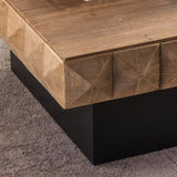 ZUN 41.73"Three-dimensional Embossed Pattern Square Retro Coffee Table with 2 Drawers and MDF Base W757126826