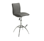 ZUN Modern Barstool Texture Leatherette/Chrome Adjustable Height In Gray Color B091119812