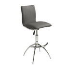 ZUN Modern Barstool Texture Leatherette/Chrome Adjustable Height In Gray Color B091119812
