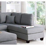 ZUN Polyfiber Reversible Sectional Sofa with Ottoman in Grey B01682387