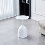 ZUN White Wine Cup Metal Side Table, Small Sofa Table, Round White Nightstand W171894527