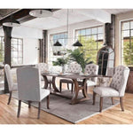 ZUN Set of 2 Ivory Fabric Upholstered Dining Chairs in Rustic Oak Finish B016P156824