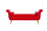 ZUN Red, PU Leather, Metal Feet Upholstered Ottoman Bedroom Lounge Ottoman Flip Top Storage Sofa Bench 22859043